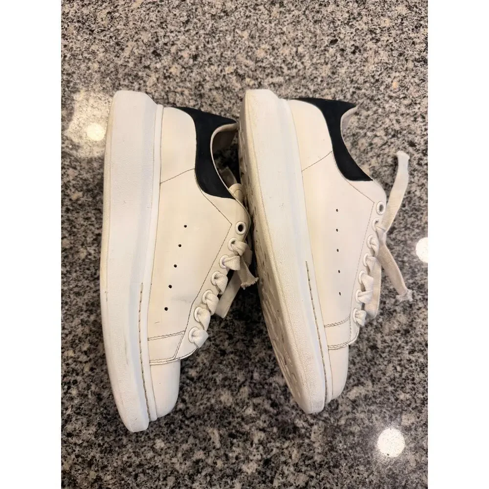 Alexander McQueen White/Black Leather Oversized Sneakers